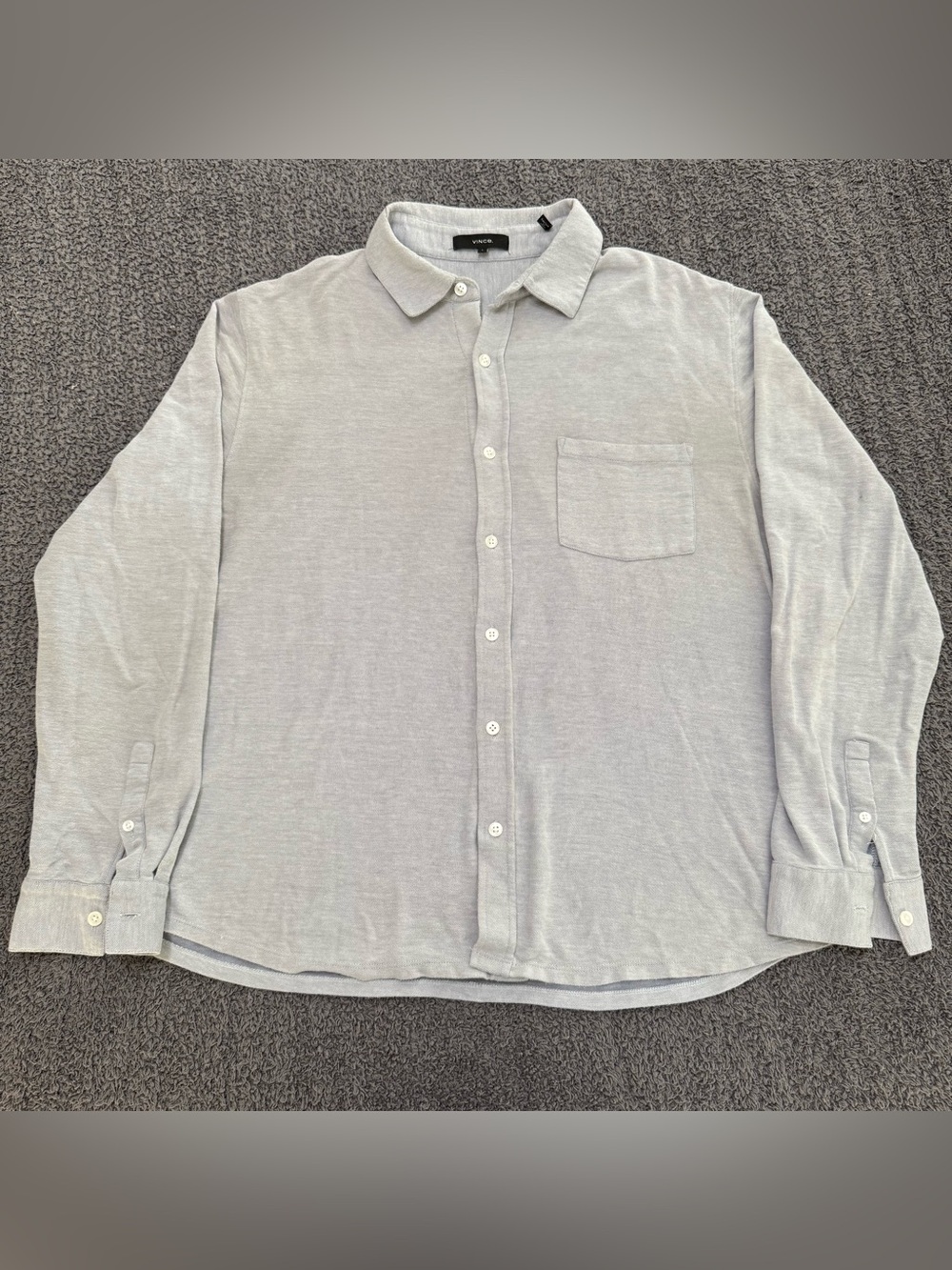 🔥 Vince Jersey Button Down Shirt Grey Mens Large